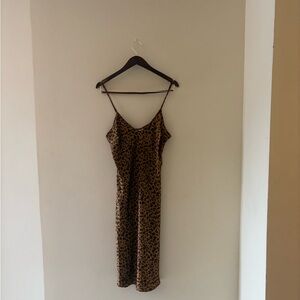 a new day Brown Leopard Print Midi Dress